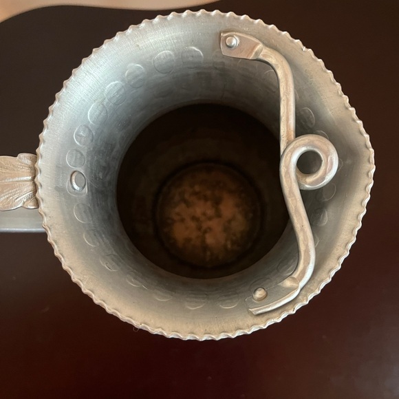 Mid Century Cromwell Hand Wrought Hammered Beaded Aluminum Pitcher - Picture 3 of 5